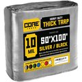 Core Tarps 100 ft L x 0.5 mm H x 50 ft W Heavy Duty 10 Mil Tarp, Silver/Black, Polyethylene CT-601-50X100